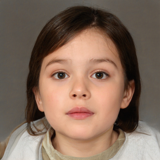 Neutral white child female with medium  brown hair and brown eyes