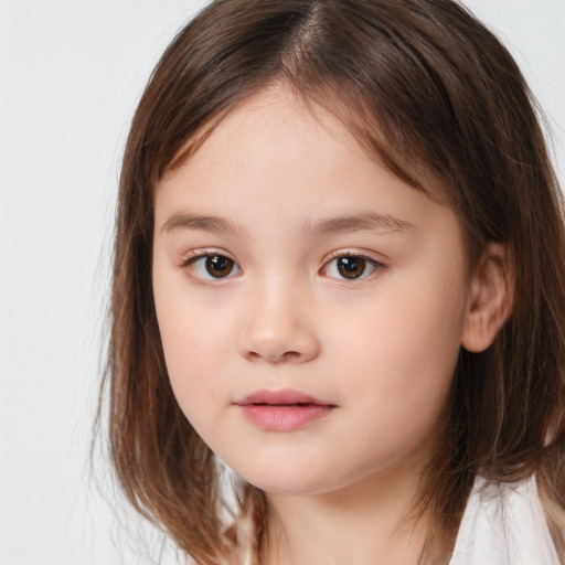 Neutral white child female with medium  brown hair and brown eyes