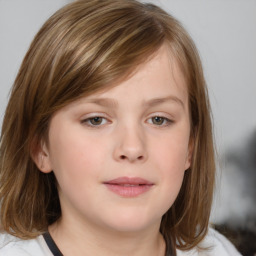 Neutral white child female with medium  brown hair and brown eyes