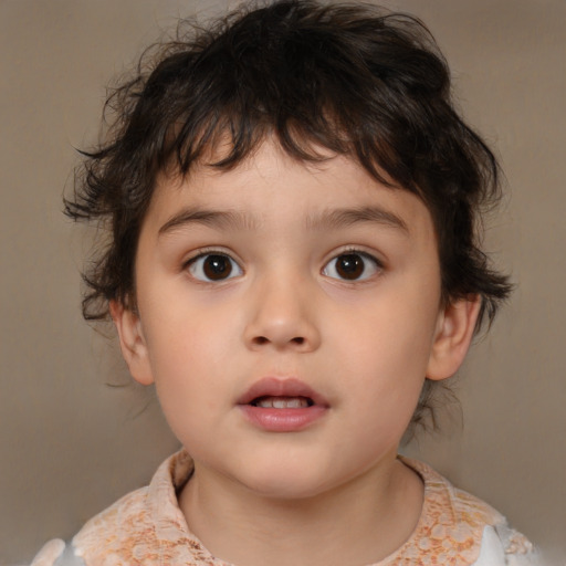 Neutral white child male with medium  brown hair and brown eyes