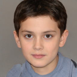 Neutral white child male with short  brown hair and brown eyes