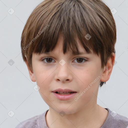 Neutral white child female with short  brown hair and brown eyes