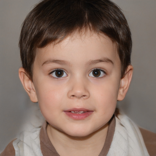 Neutral white child male with short  brown hair and brown eyes