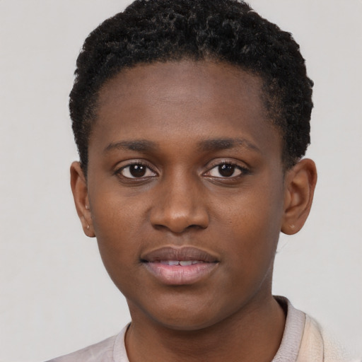Neutral black young-adult male with short  brown hair and brown eyes