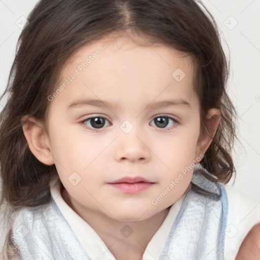 Neutral white child female with medium  brown hair and brown eyes