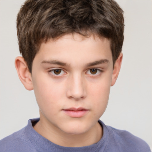 Neutral white child male with short  brown hair and brown eyes