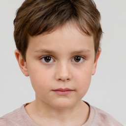 Neutral white child male with short  brown hair and brown eyes