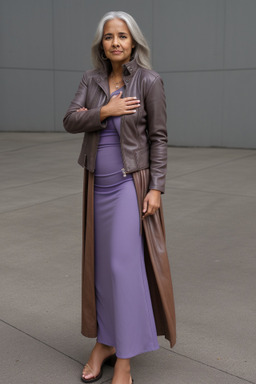 Woman in a purple coat.