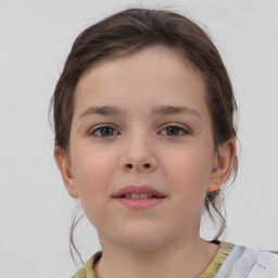 Neutral white child female with short  brown hair and brown eyes