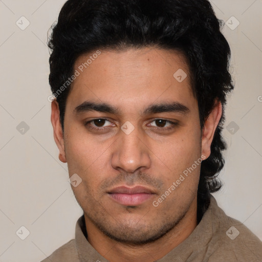 Neutral white young-adult male with short  black hair and brown eyes