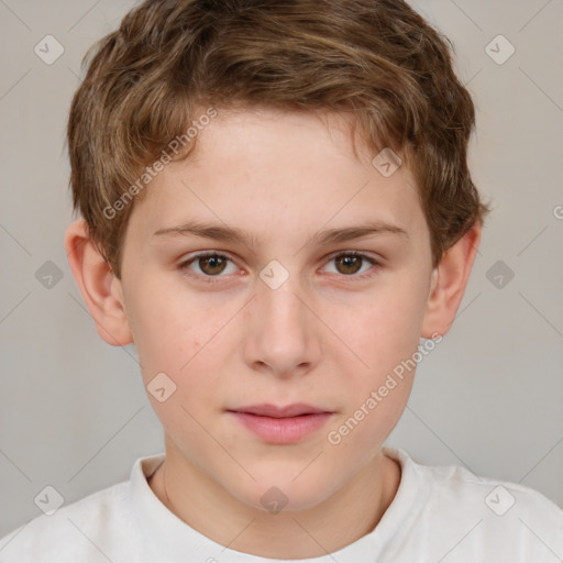 Neutral white child male with short  brown hair and brown eyes