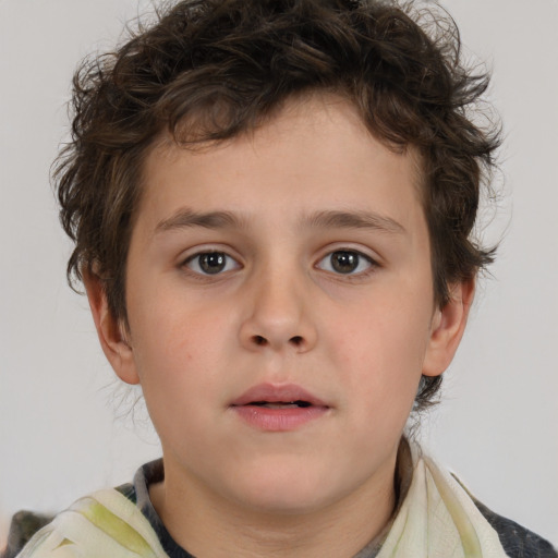 Neutral white child male with short  brown hair and brown eyes