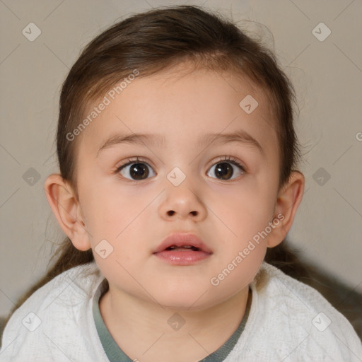 Neutral white child female with medium  brown hair and brown eyes