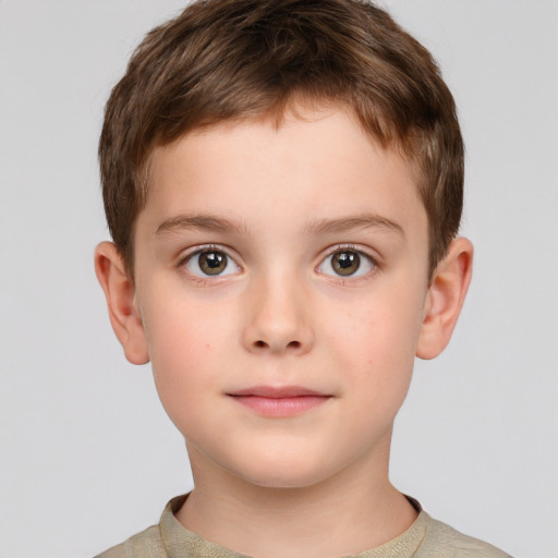 Neutral white child male with short  brown hair and brown eyes