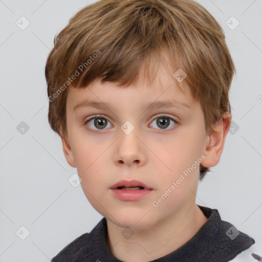 Neutral white child male with short  brown hair and brown eyes