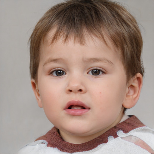 Neutral white child male with short  brown hair and brown eyes