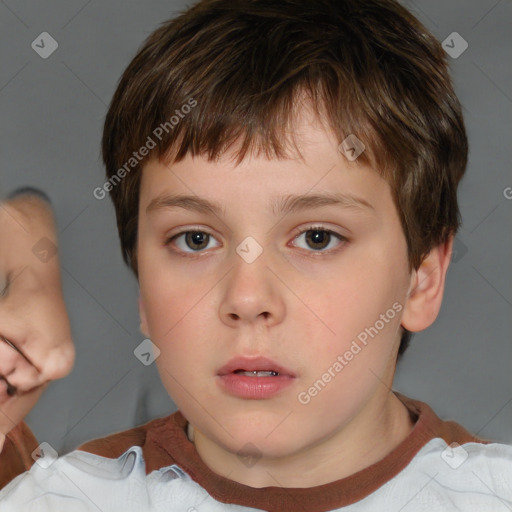 Neutral white child male with short  brown hair and brown eyes