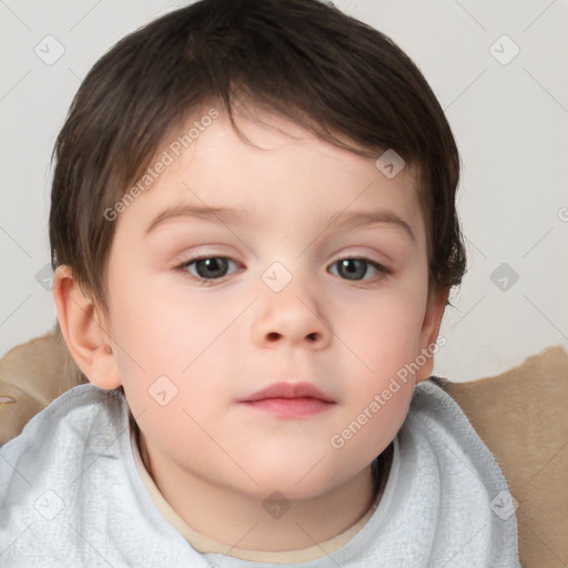 Neutral white child female with short  brown hair and brown eyes