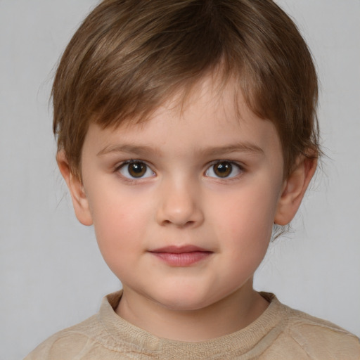 Neutral white child male with short  brown hair and brown eyes