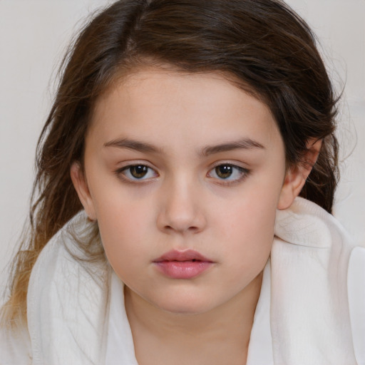 Neutral white child female with medium  brown hair and brown eyes