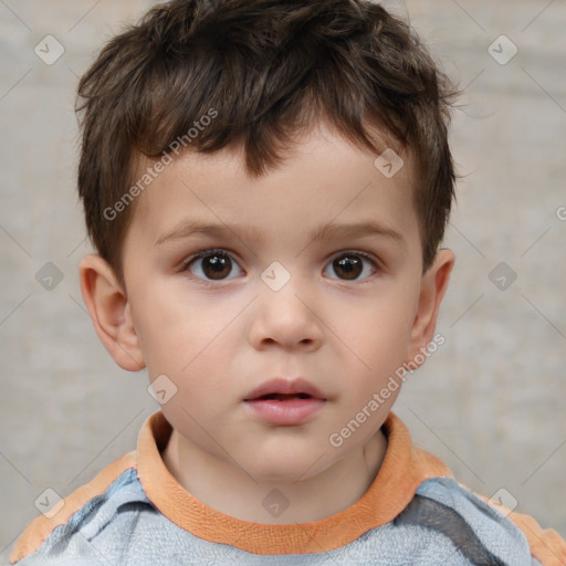 Neutral white child male with short  brown hair and brown eyes