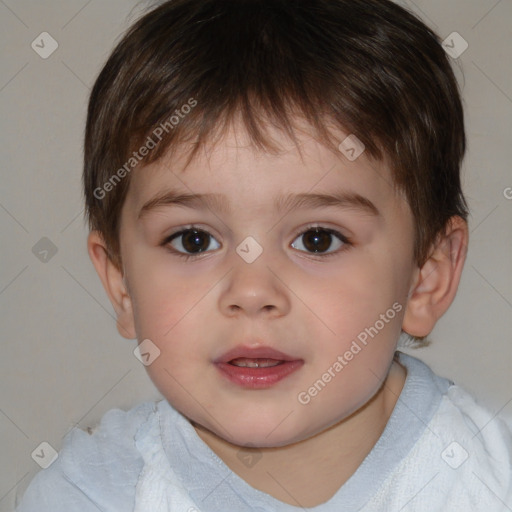 Neutral white child male with short  brown hair and brown eyes