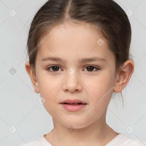 Neutral white child female with medium  brown hair and brown eyes