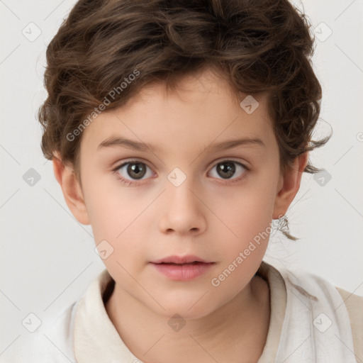 Neutral white child male with short  brown hair and brown eyes