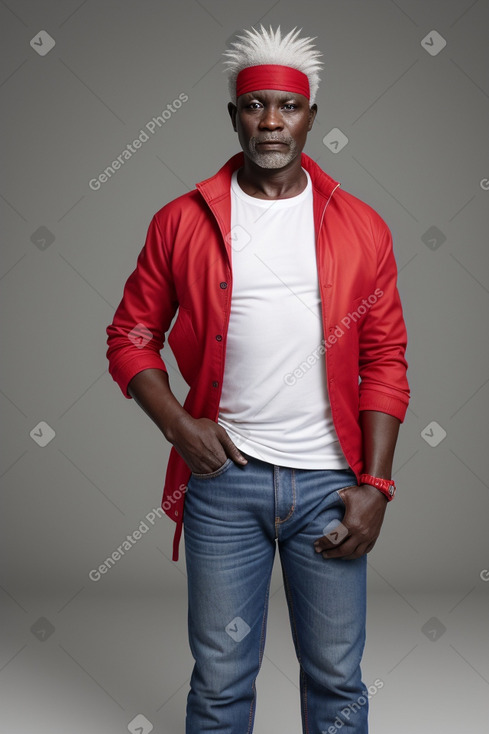 Ugandan middle-aged male with  white hair