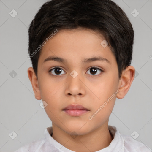 Neutral white child male with short  brown hair and brown eyes