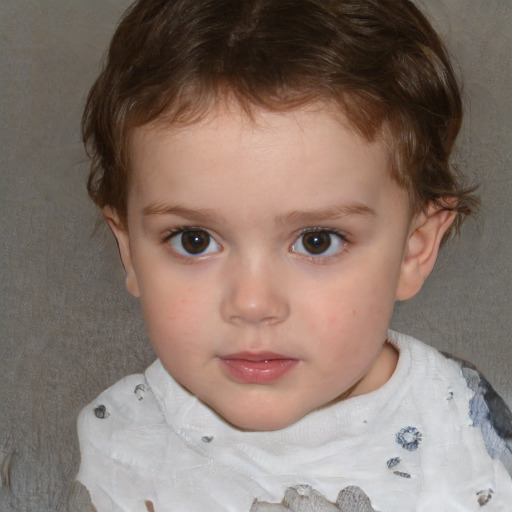 Neutral white child female with short  brown hair and brown eyes