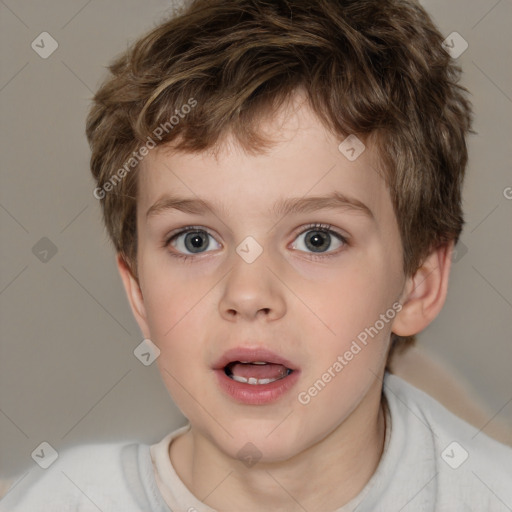 Neutral white child male with short  brown hair and brown eyes