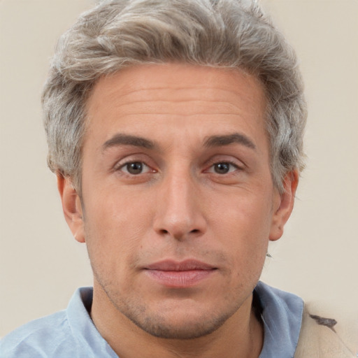 Neutral white adult male with short  brown hair and brown eyes