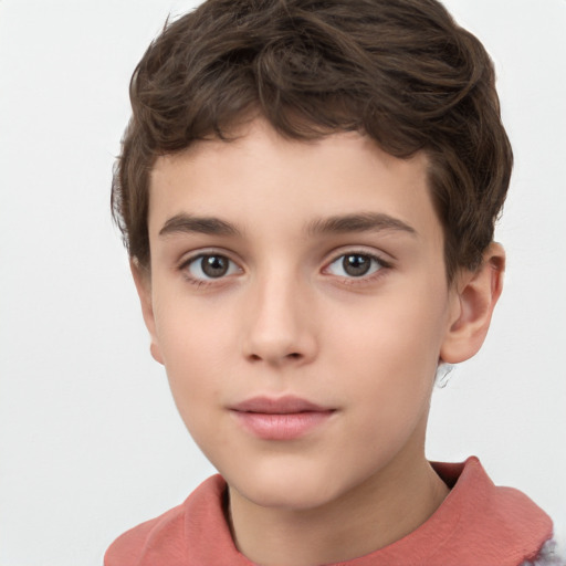 Neutral white child male with short  brown hair and brown eyes