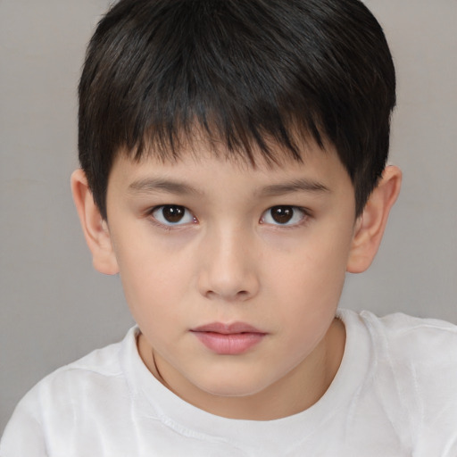 Neutral white child male with short  brown hair and brown eyes