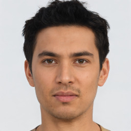 Neutral asian young-adult male with short  brown hair and brown eyes