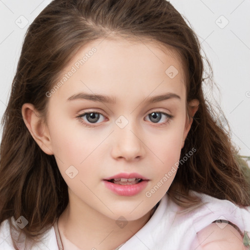 Neutral white child female with medium  brown hair and brown eyes