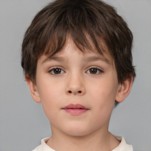 Neutral white child female with short  brown hair and brown eyes