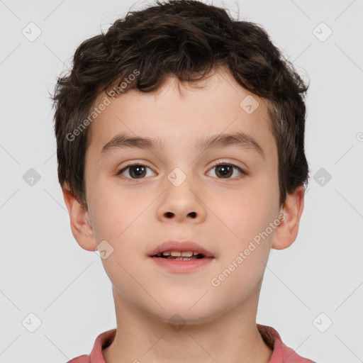 Neutral white child male with short  brown hair and brown eyes