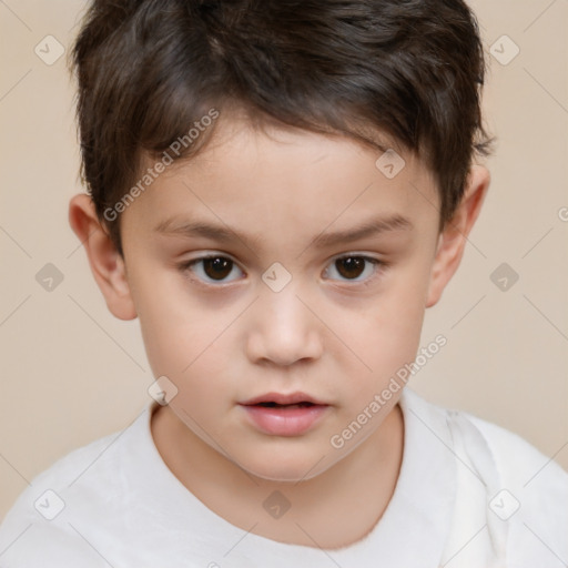 Neutral white child male with short  brown hair and brown eyes