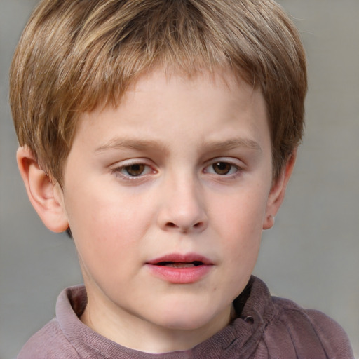 Neutral white child male with short  brown hair and grey eyes