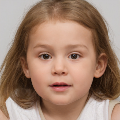 Neutral white child female with medium  brown hair and brown eyes