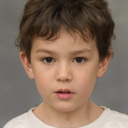 Neutral white child male with short  brown hair and brown eyes