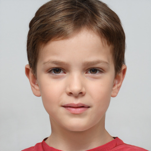 Neutral white child male with short  brown hair and brown eyes