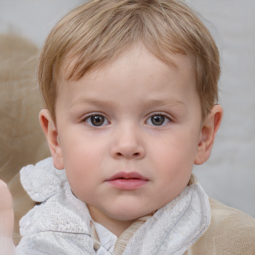 Neutral white child male with short  brown hair and blue eyes