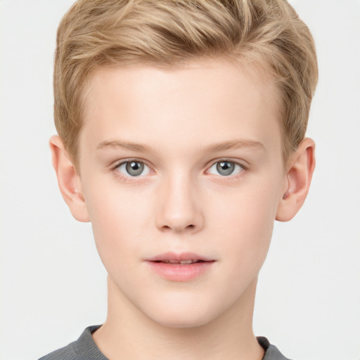 Neutral white child male with short  brown hair and grey eyes