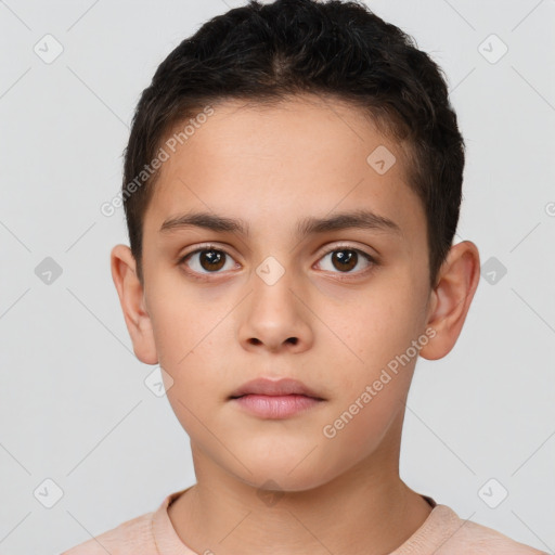 Neutral white child male with short  brown hair and brown eyes