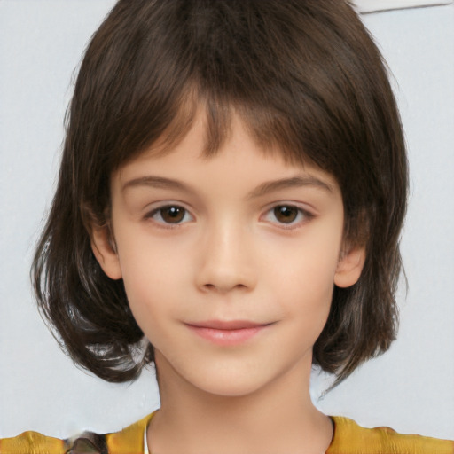 Neutral white child female with medium  brown hair and brown eyes