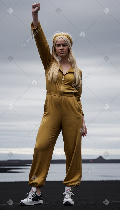 Icelandic adult non-binary with  blonde hair