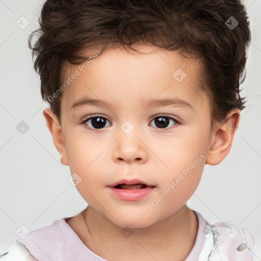 Neutral white child male with short  brown hair and brown eyes